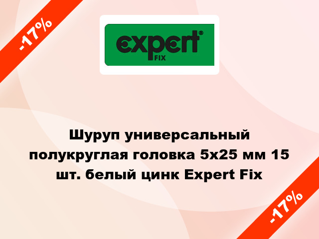 Шуруп универсальный полукруглая головка 5x25 мм 15 шт. белый цинк Expert Fix