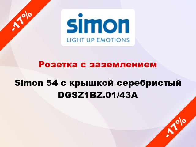 Розетка с заземлением Simon 54 с крышкой серебристый DGSZ1BZ.01/43A